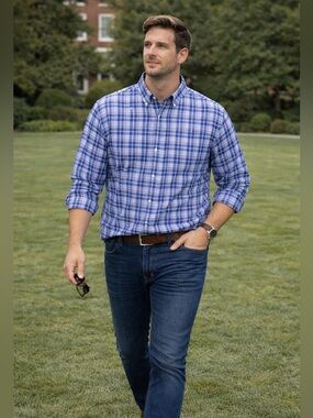 POLO Lauren Ralph Lauren men’s Long Sleeves Shirt Stretch Fabric Plaid 2XL